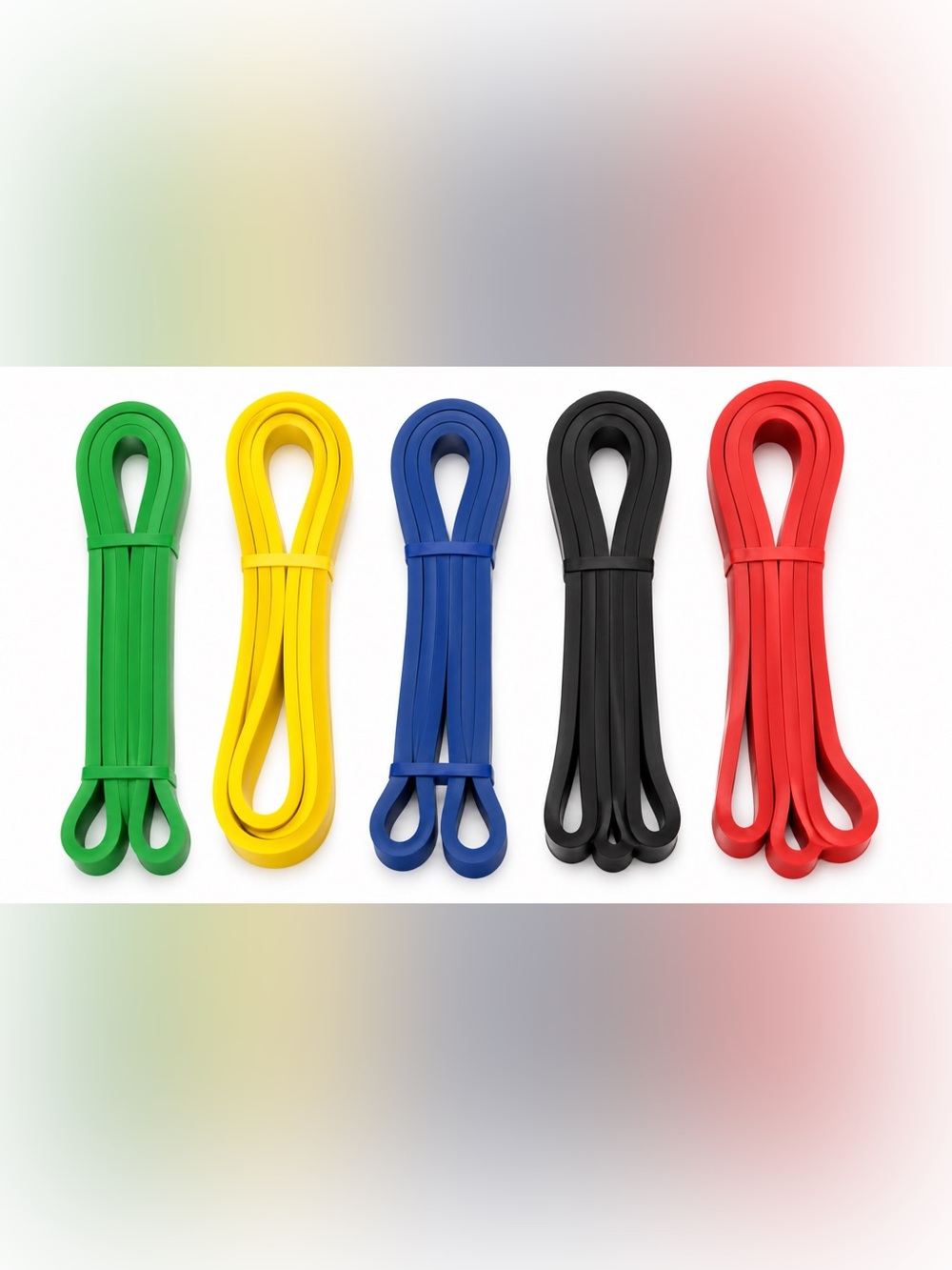 Set of 5 Loop Resistance Bands — Green, Yellow, Blue, Black, Red